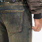 Valabasas "Ion - 33" Inseam" Vintage Wash Waxed Stacked Denim Jeans