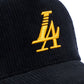 Reference "Paradise LA" Corduroy Snapback Hat - Black/Yellow (REF567)