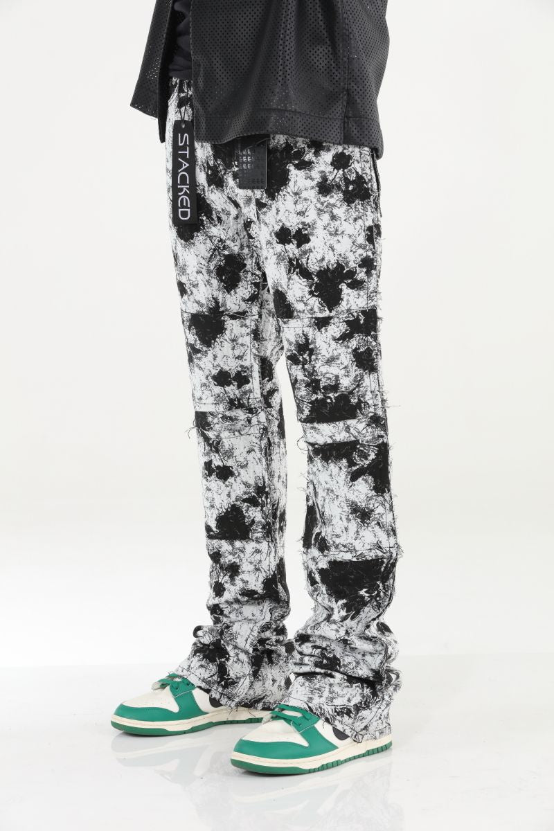 Stylo Tapestry Stacked White Black Denim Jeans on display in store