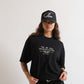 Detailed shot of the fabric texture of the PURE Monclair Black Tee showing 200 grams cotton weight