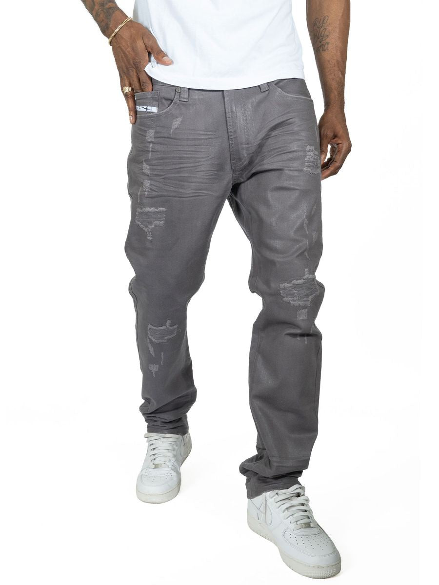 Makobi Segreto Gray Jeans with distressed details and skinny fit
