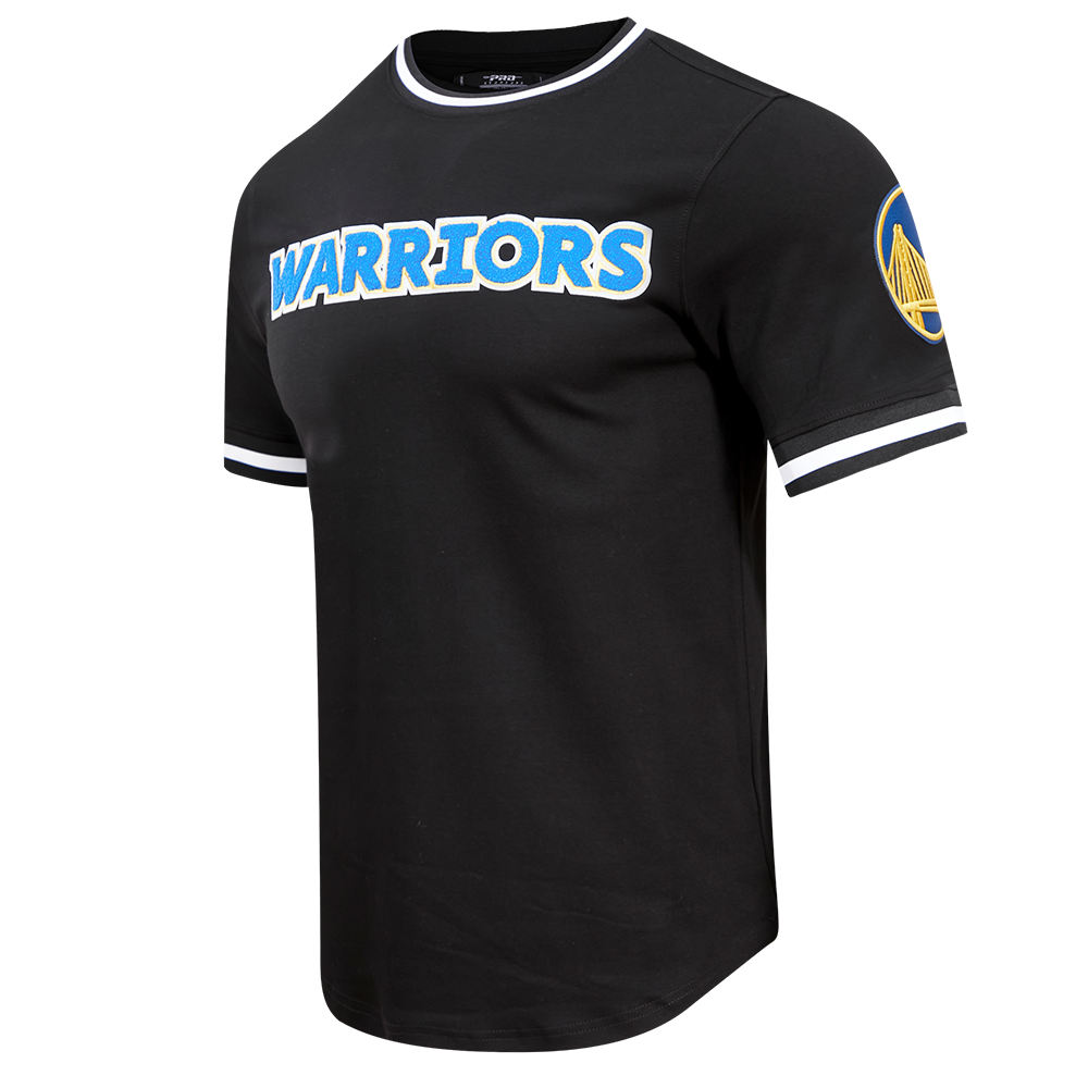 Pro Standard Golden State Warriors black chenille t-shirt featuring bold team branding and high-quality material