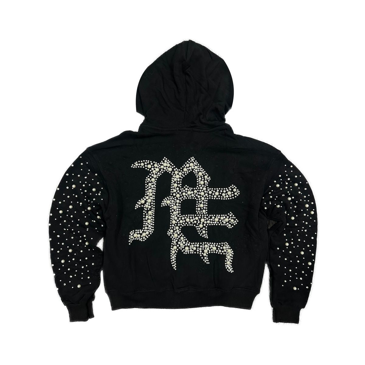 Mixed Emotion "Pearl" Black Rhinestone Zip Up Hoodie