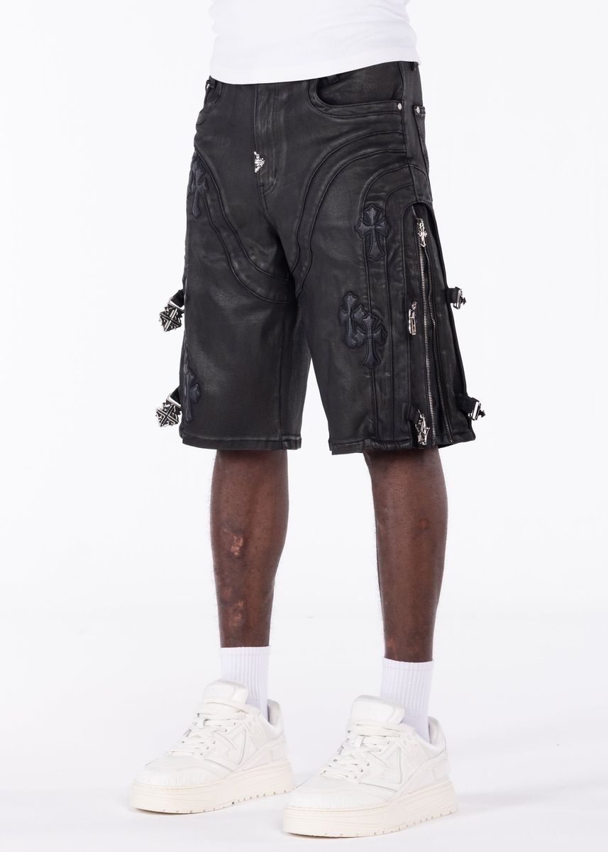 Guapi All Black Cross Buckle Shorts