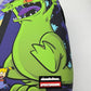 Front view of the Sprayground Reptar Chase Backpack showcasing its 18-inch height, 115-inch width, and 65-inch depth with vibrant graphics