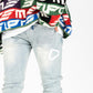 Stylish and trendy PHEELINGS Luminous Love Light Blue Flare Stack Denim jeans with unique flare stack design