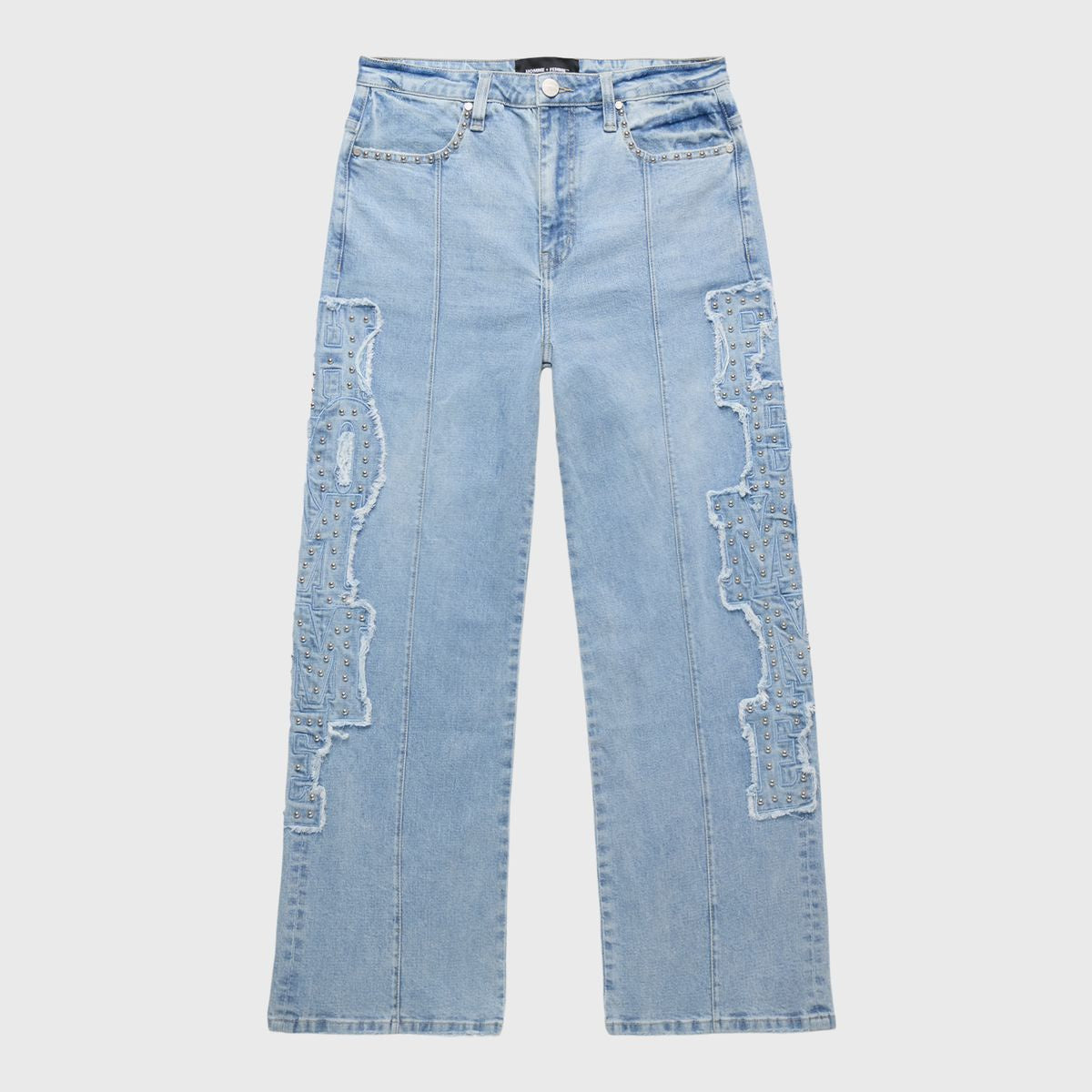 Homme + Femme "Superstar" Studded Denim Jeans - Blue