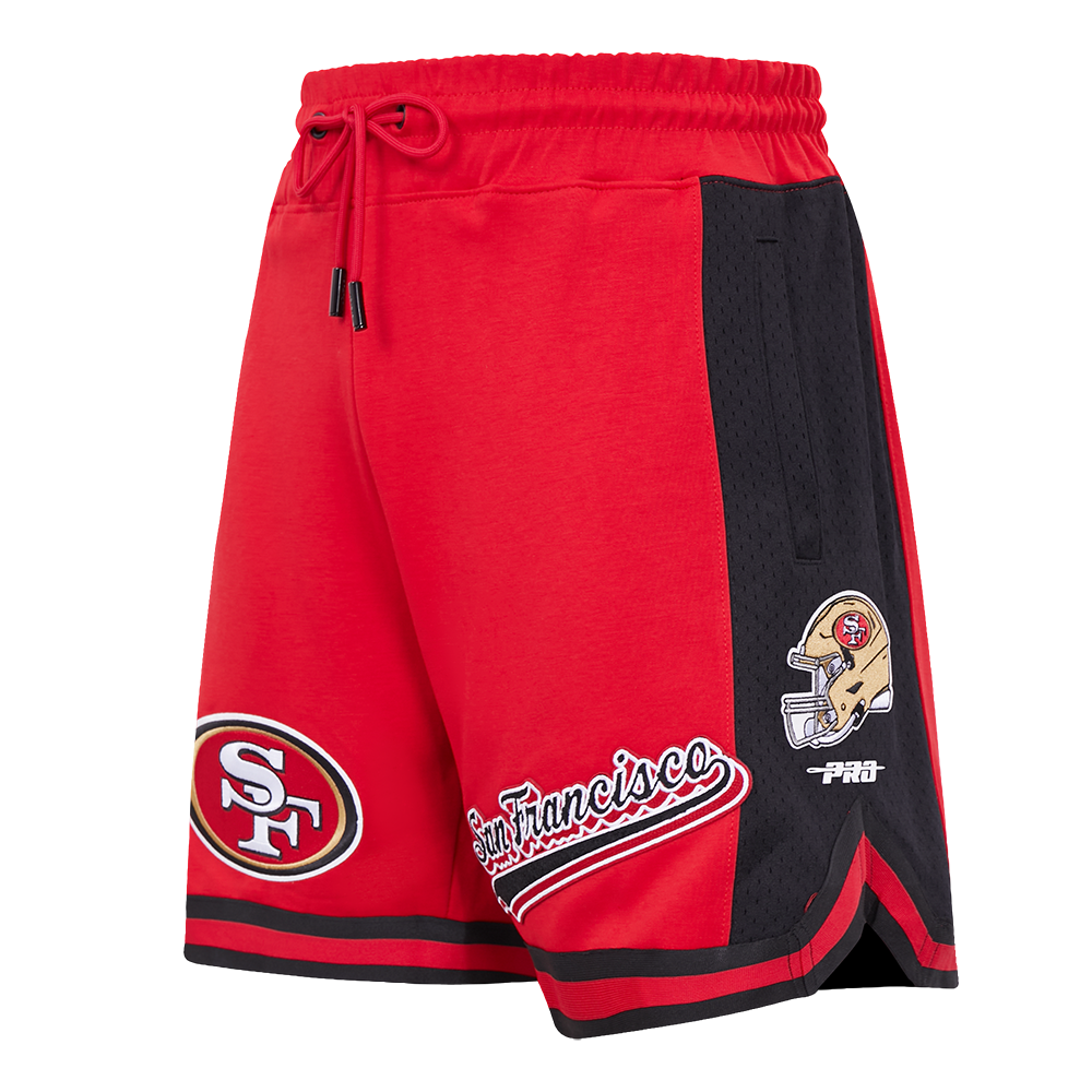 Pro Standard San Francisco 49ers Script Tail Athletic Short in red and black featuring team logo