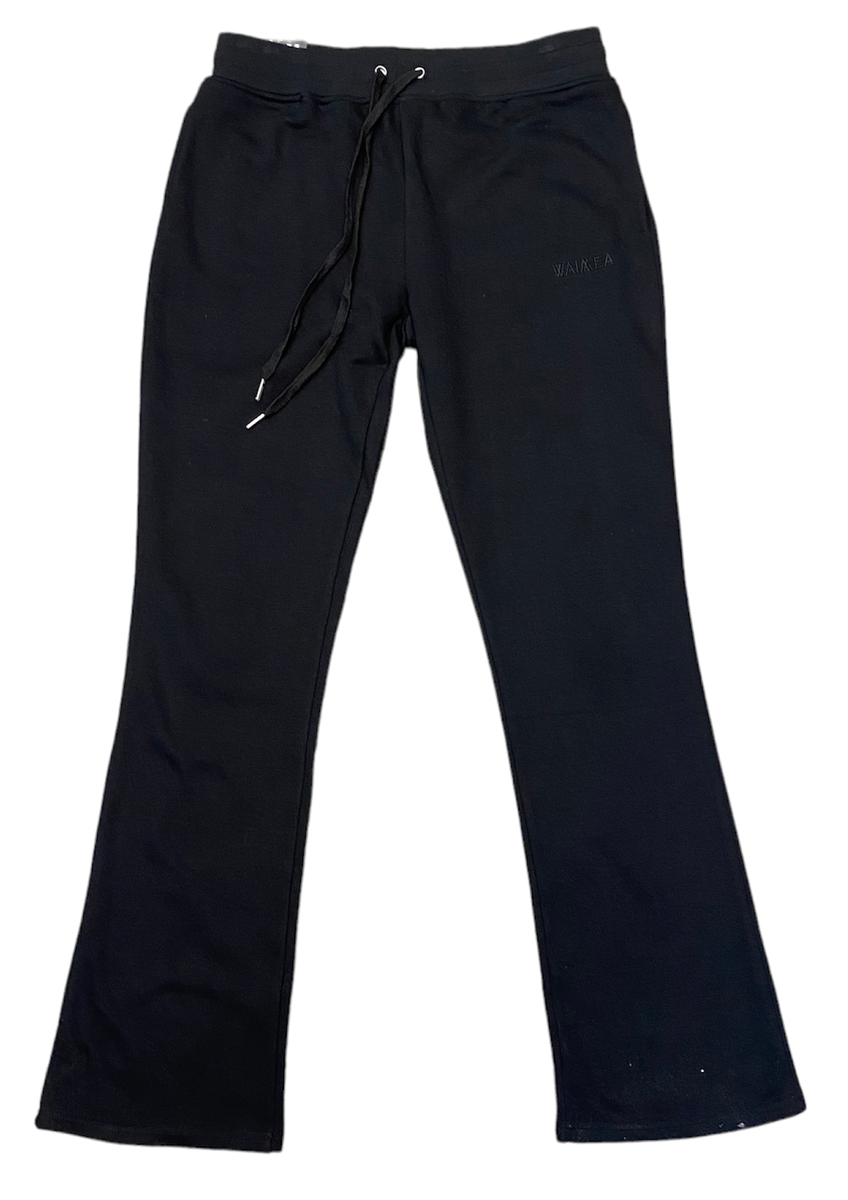 Waimea Stacked Fleece Sweatpants in Black for ultimate comfort and style