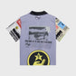 Unisex Homme + Femme Ransom black and purple button-down shirt with classic contrast collar and sublimated art details