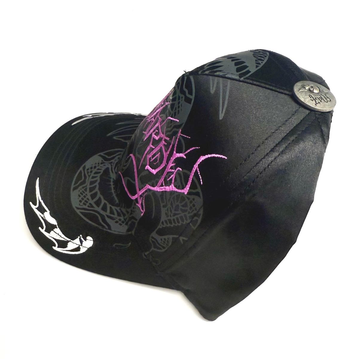Ed Hardy Cyber Logo Satin Trucker Hat - Black