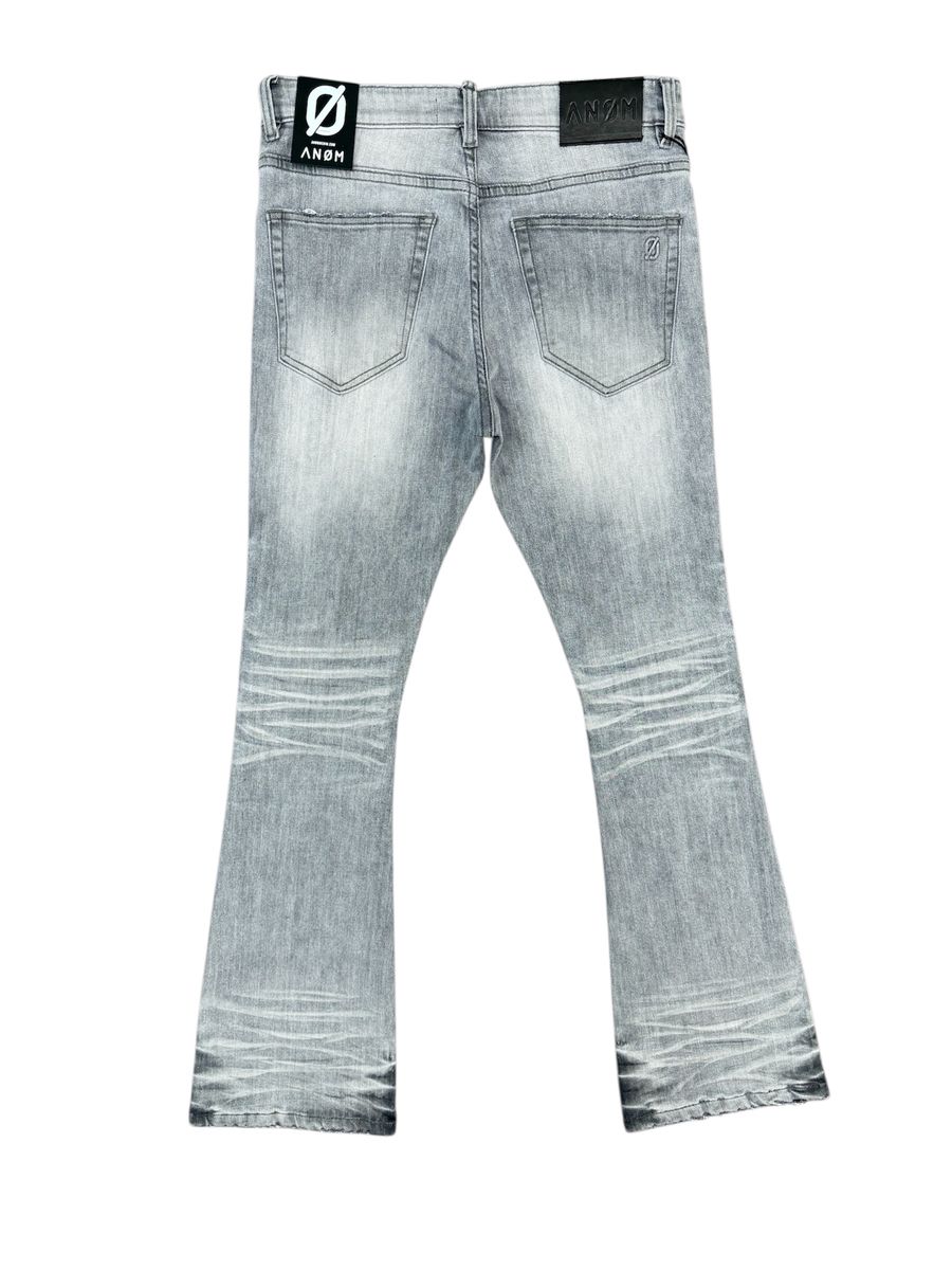 ANOM "Aura" Light Grey Wash Stacked Denim Jeans