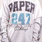 Paper Money "247" Rhinestones White Layered Long Sleeve