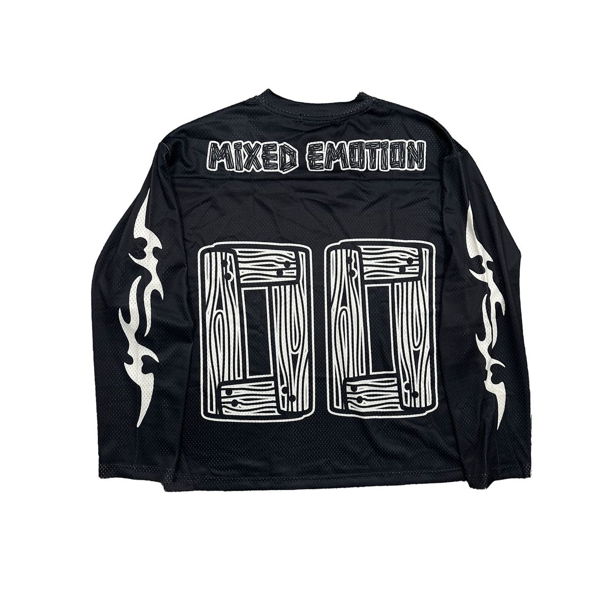 Black Lightning long sleeve top with a relaxed, oversized fit and bold graphic print