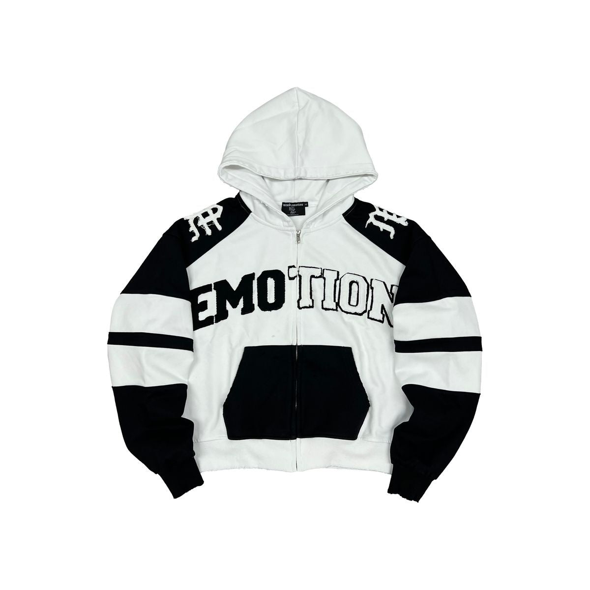 Mixed Emotion "Varsity" Black/White Zip Up Hoodie