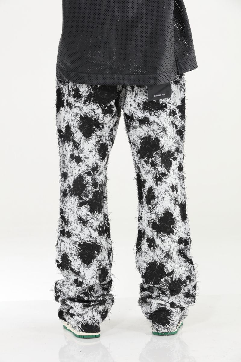 Stylo Tapestry Stacked White Black Denim Jeans - Fashionable and versatile denim jeans in a stylish stacked design