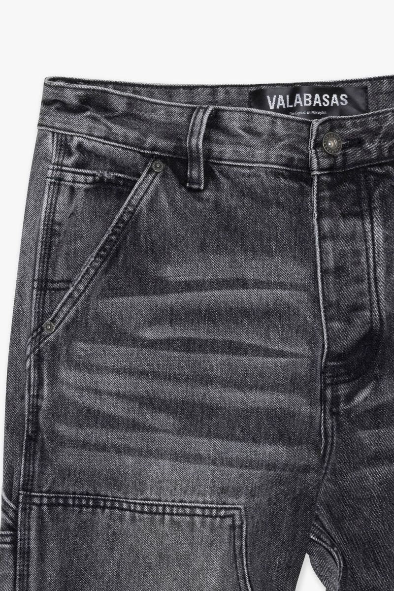 Back view of Valabasas Mr Straight Grey Denim Jeans illustrating the rear pockets and seam construction