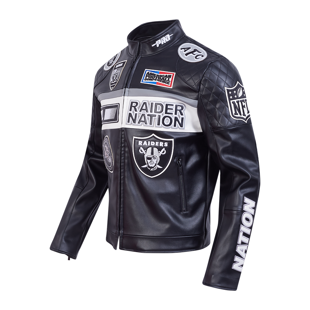 Pro Standard Las Vegas Raiders Moto Jacket - Black/White (FOR6411483-BLW)