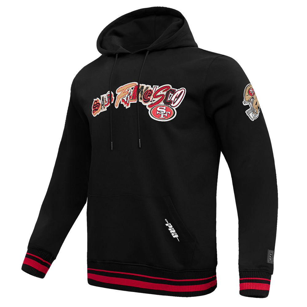 Black and red Pro Standard 49ers City Ransom hoodie showcasing team logo and streetwear style