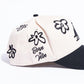 Reference "Paradise LA Drawn Flowers" Snapback Hat - Cream/Black (REF881)