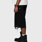 Homme + Femme "Arsenal" Studded Denim Shorts - Black