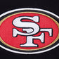 Back view of the black and red Pro Standard 49ers shorts highlighting stitching and team emblem