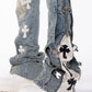 Guapi Vintage Blue Cross Buckle Denim Jeans