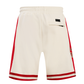 Retro style San Francisco 49ers shorts with classic branding and color scheme