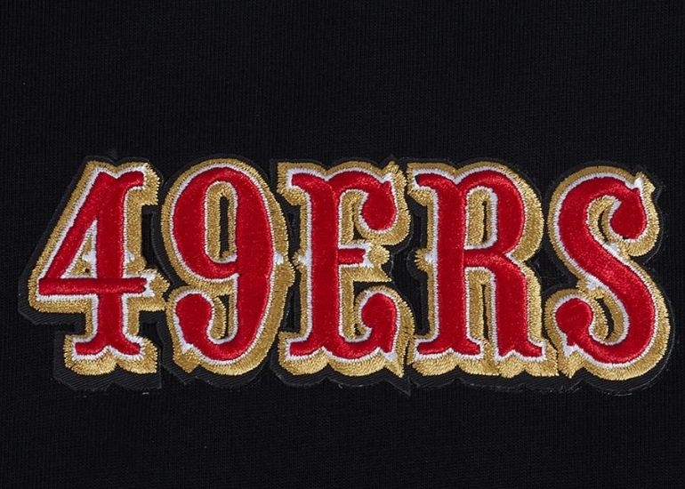 Black long-sleeve tee featuring the San Francisco 49ers Wingspan design