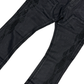 Close-up of the textured wax coating and detailed embellishments on Vicious Black Denim Jeans style VC654R