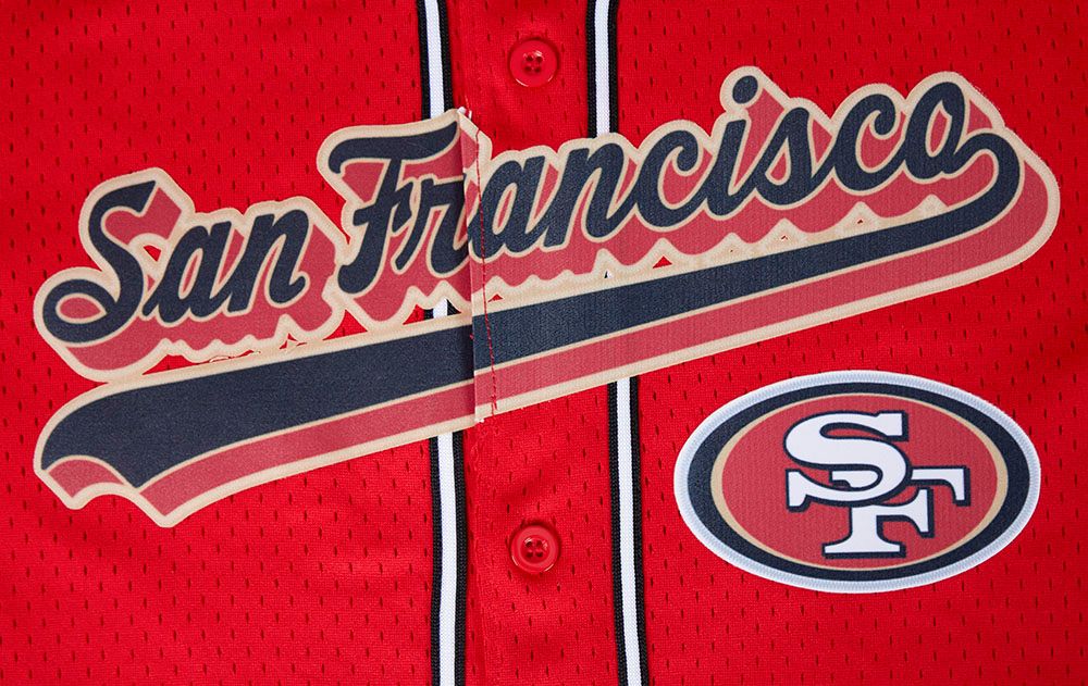 Pro Standard San Francisco 49ers Script Tail Mesh Button Up Jersey - Red/Black (FS41410156-RBK)