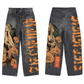 Wide shot of Amor Jeans Digital Print Black Baggy Jeans showcasing their relaxed fit and digital print design