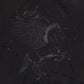 Black pullover hoodie with front pocket and Equus design by Valabasas