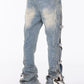 Guapi Vintage Blue Cross Buckle Denim Jeans