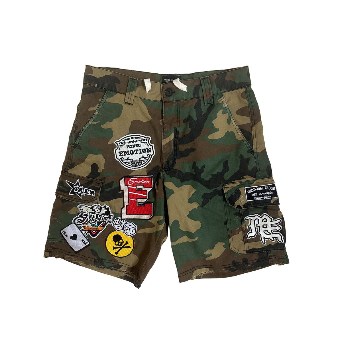 Mixed Emotion Ace Camo Shorts featuring stylish camouflage pattern and comfortable fit