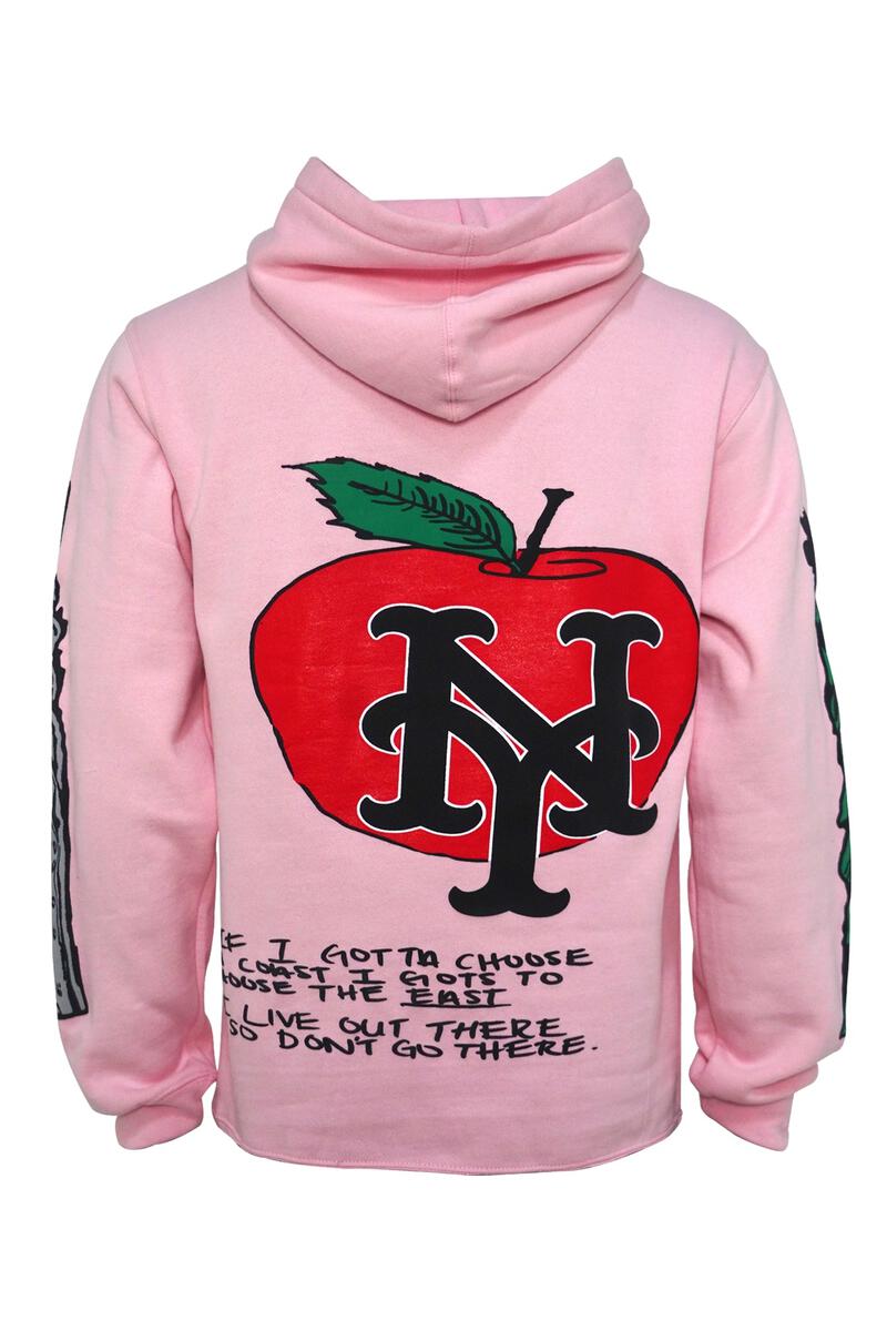 Unisex Homme + Femme CALI to NYC Hoodie in soft pink, perfect for casual streetwear