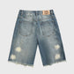 Homme + Femme "Nomad" Studded Denim Shorts - Blue