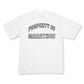 Long-sleeve crewneck TMC Flag Post Tee in white with high definition screen print and woven sleeve logo