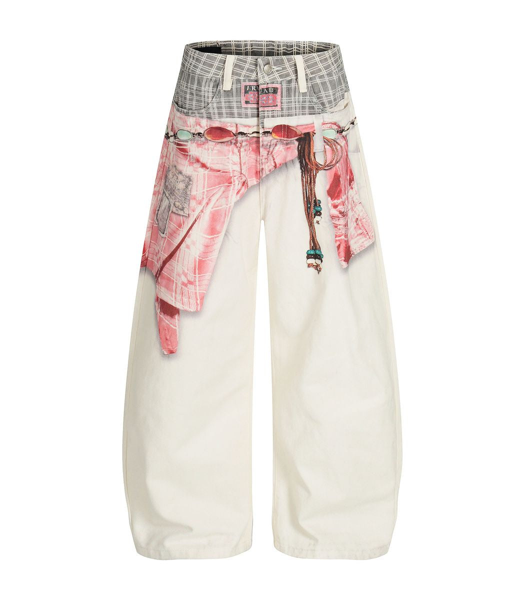 Undeveloped Sagged Pink Denim Jeans