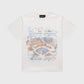 Unisex Carnival White Tee showcasing a detailed screen print of a festive carnival scene in a classic white color