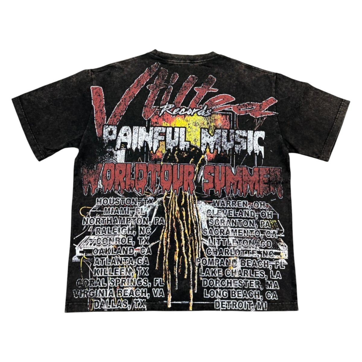Vtilted "Records" Heavy Black Wash Tee