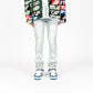 PHEELINGS Luminous Love Light Blue Flare Stack Denim jeans with stylish flare design and light blue color