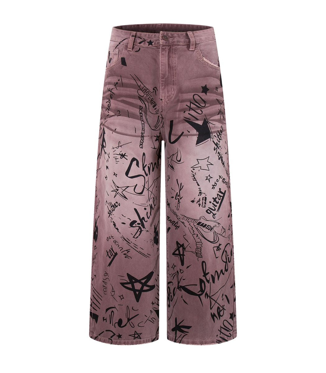 Undeveloped Graffiti Maroon Denim Jeans