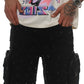 Vicious Embellished Rhinestone Jet Black Denim Shorts with intricate rhinestone embellishments