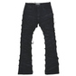 Premium black denim jeans with flared design and embellished stones for a stylish look