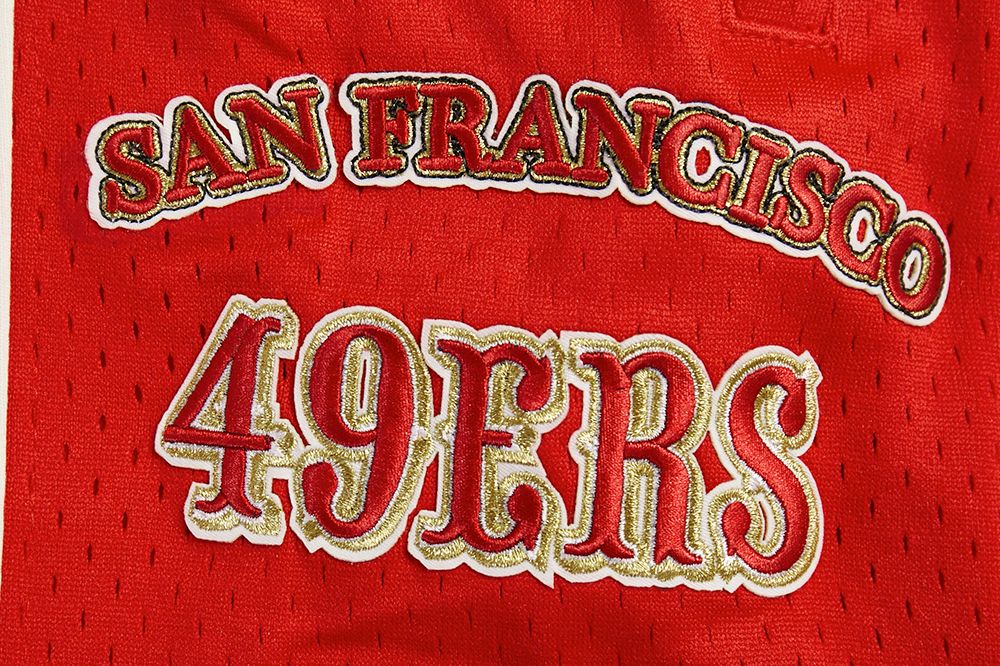 San Francisco 49ers Retro Classic shorts in eggshell and red with detailed stitching