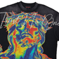 Full view of the Rare Peace Heat Map Black Tee highlighting its classic black color, printed heat map graphic, and comfortable cotton material