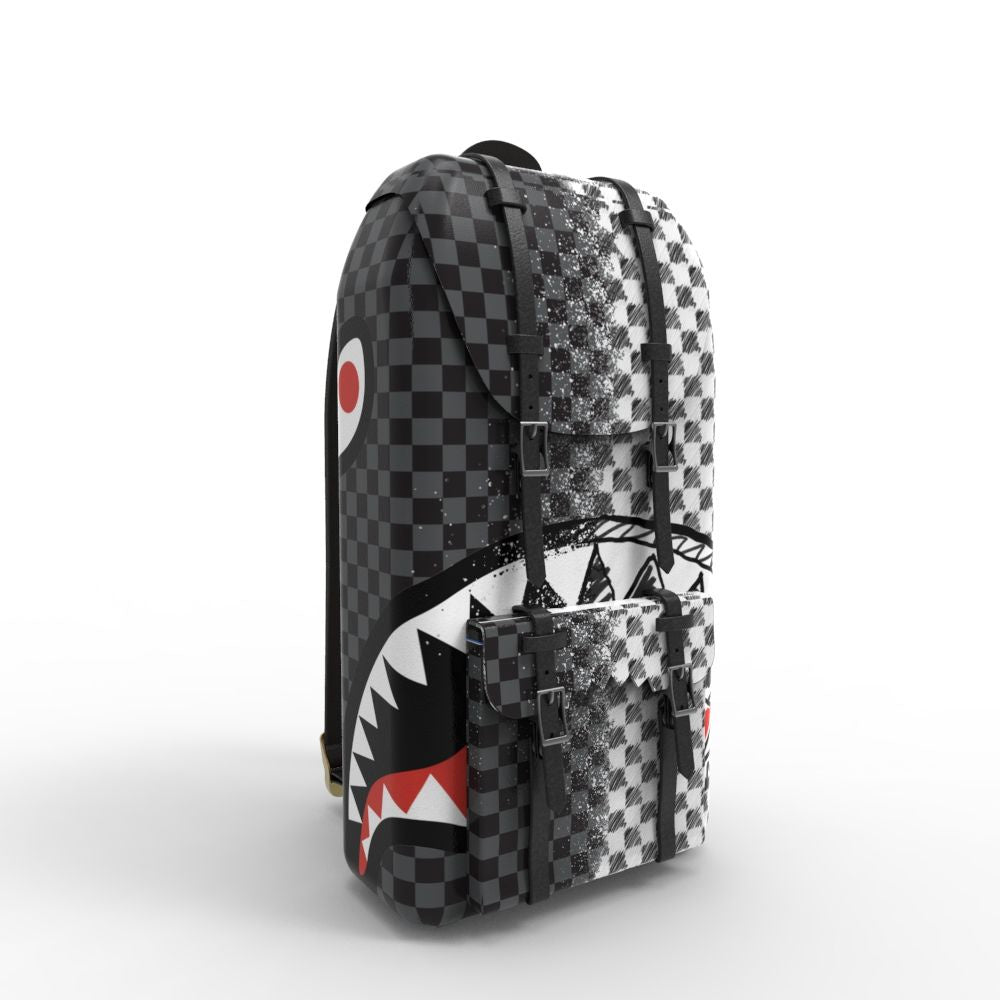 A detailed image of the Sprayground Mix & Match Scribble Hills Backpack B7892 showcasing its colorful, artistic scribble design, 20x11x55 inches size, made from durable 100% PVC material