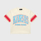 Vintage washed Kansas cropped graphic tee featuring bold chest print and Homme Femme below in heavyweight cotton