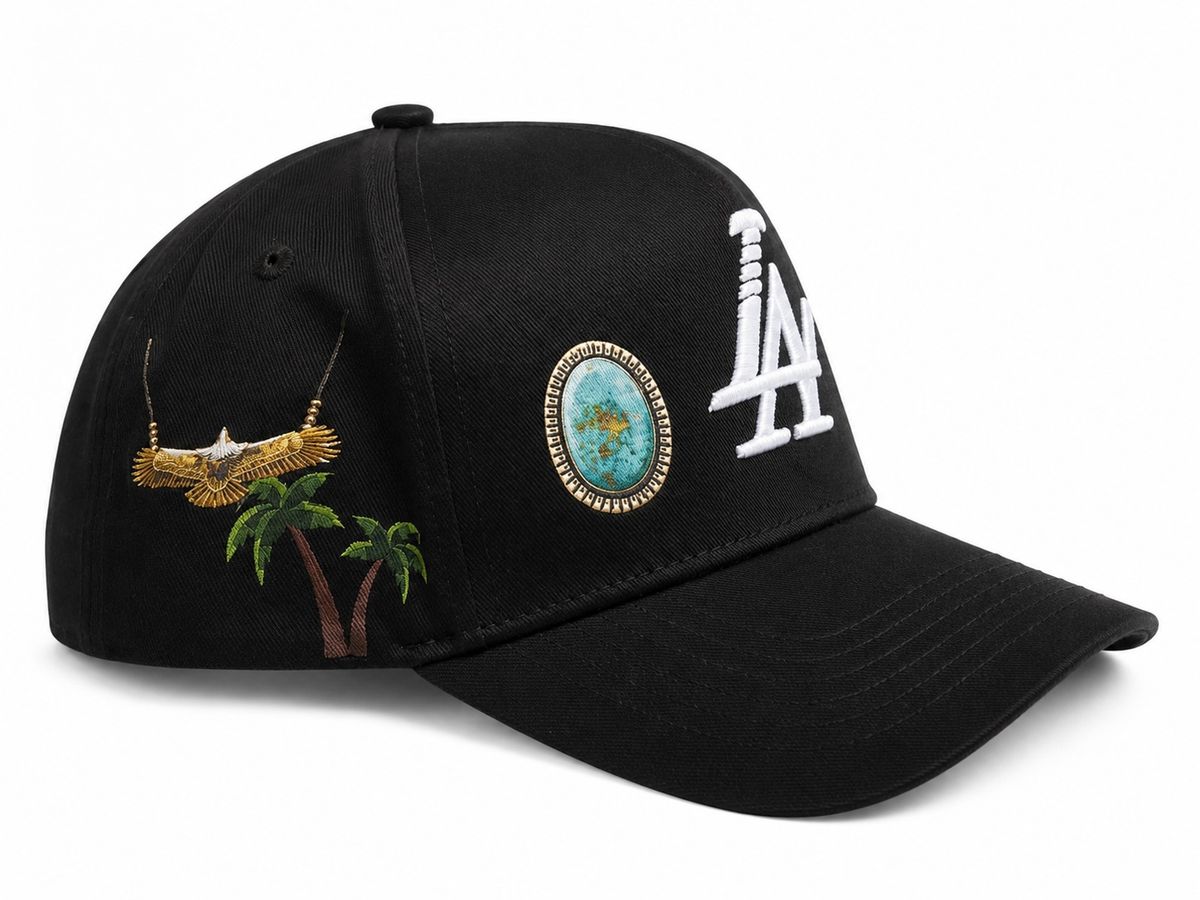 Reference "Paradise LA Gem Print" Snapback Hat - Black (REF877)